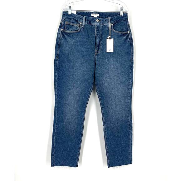 Good American Good Crop Raw Hem Slim Jeans Blue 940 Women's Size 15 NWT - Picture 8 of 8